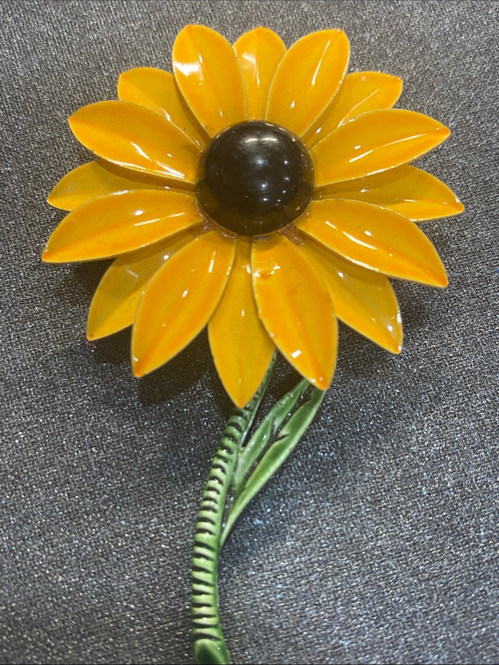 Vintage Enamel Sunflower Brooch - Picture 1 of 3